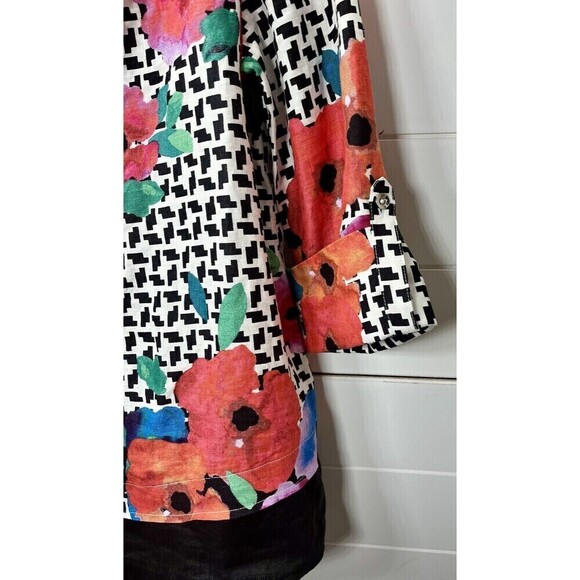 Rafaella Linen Embroidered Floral Asymmetrical Artsy Lagenlook Blouse Small - Picture 3 of 14